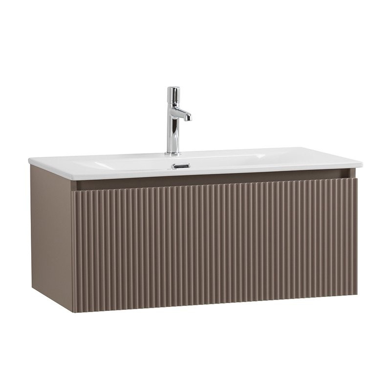 Тумба с раковиной BelBagno Uno 80 подвесная, 1 ящик, матовая бежевая