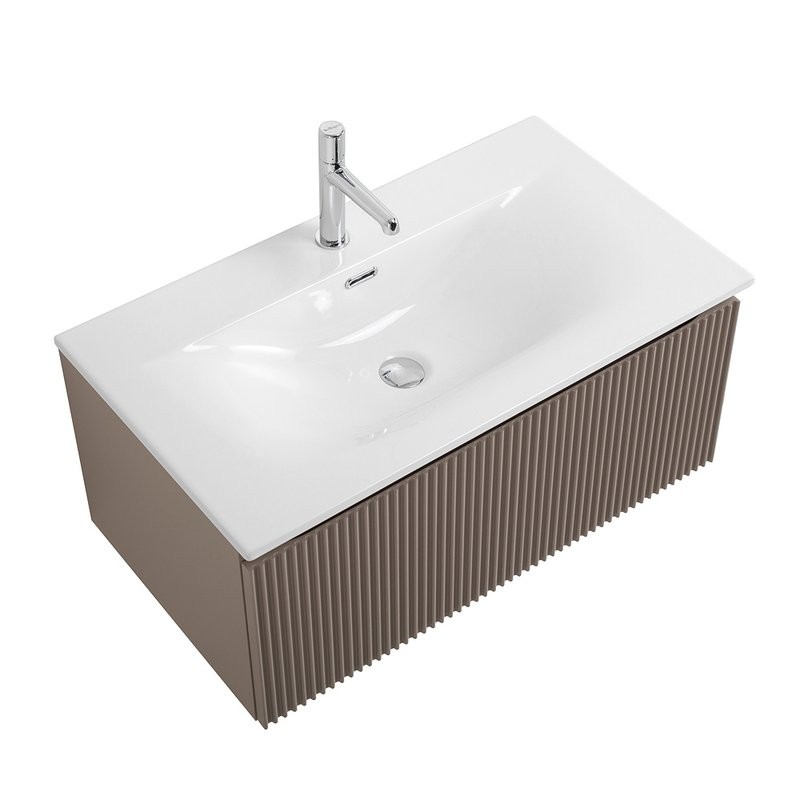 Тумба с раковиной BelBagno Uno 80 подвесная, 1 ящик, матовая бежевая