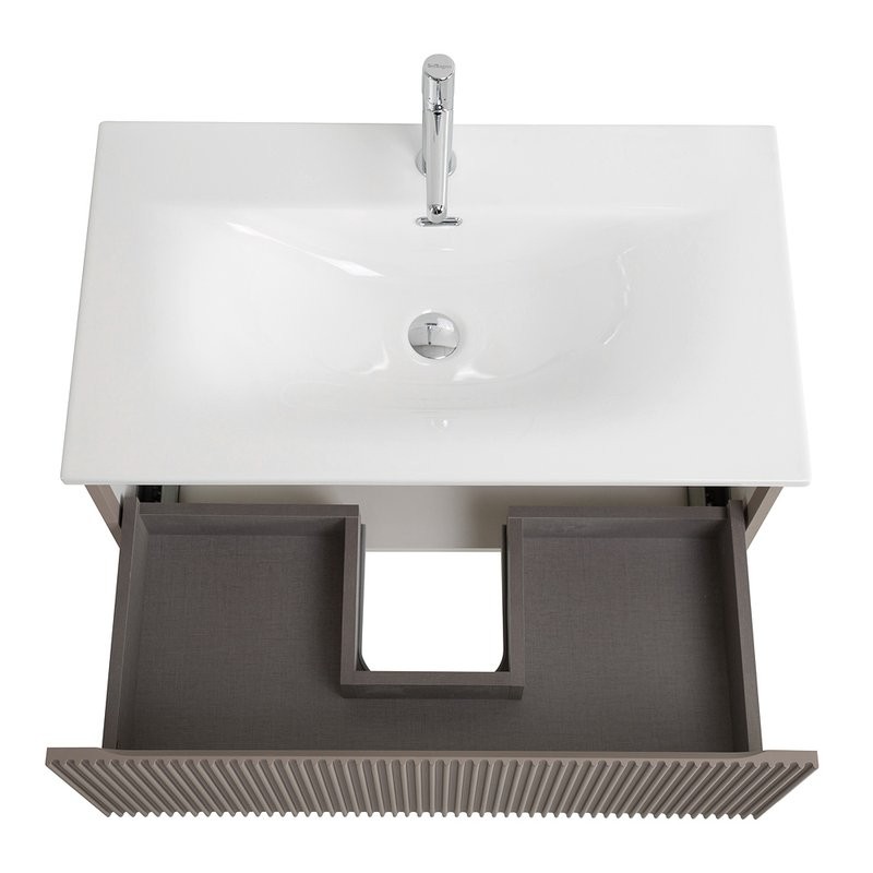 Тумба с раковиной BelBagno Uno 80 подвесная, 1 ящик, матовая бежевая