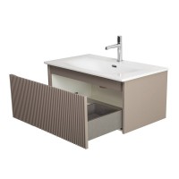 Тумба с раковиной BelBagno Uno 80 подвесная, 1 ящик, матовая бежевая