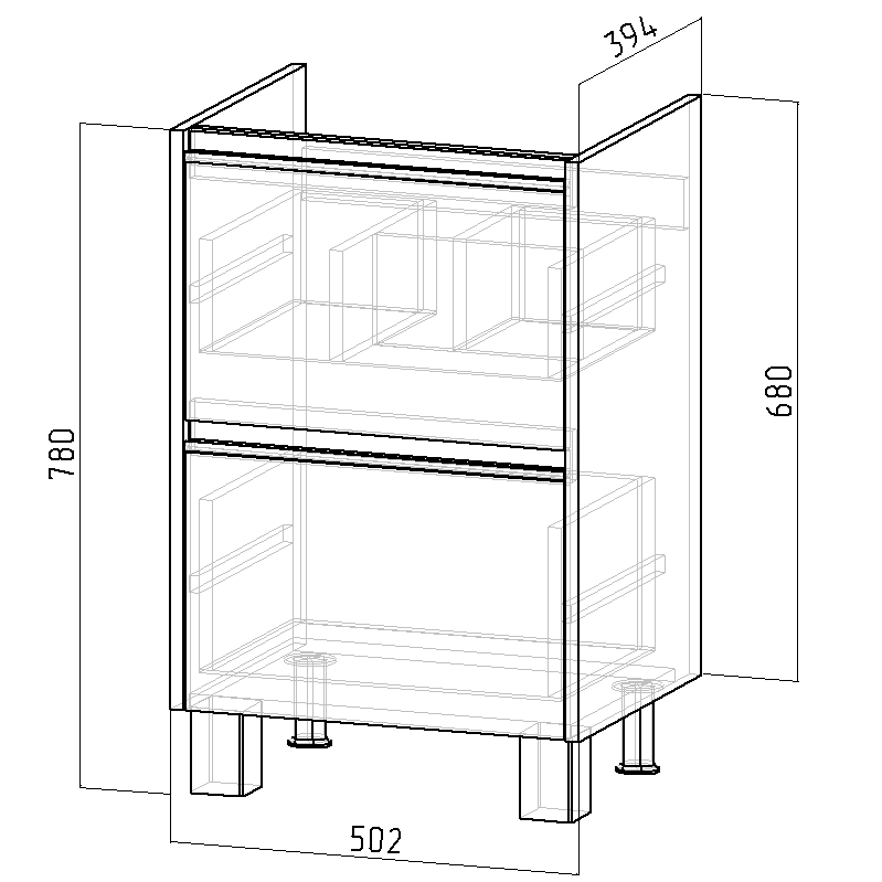 Тумба с раковиной Emmy Вега 50 напольная, белая