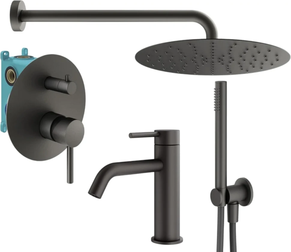 Комплект для ванной Plumberia Selection Ixo KITXO18GR53 С ВНУТРЕННЕЙ ЧАСТЬЮ, графит матовый
