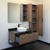 Тумба под раковину со столешницей Comforty Порто 90 подвесная, дуб темно-коричневый
