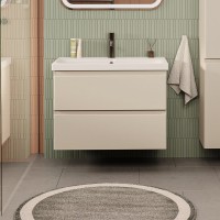 Тумба с раковиной SanStar Riana 80 подвесная, cappuccino, раковина Moduo 80