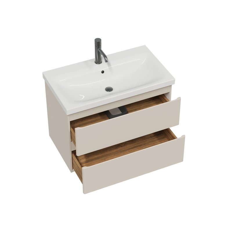 Тумба с раковиной SanStar Riana 80 подвесная, cappuccino, раковина Moduo 80