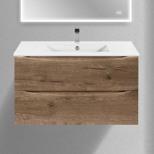 Тумба с раковиной Vincea Mia Slim 90, 2 ящика, дуб винтаж