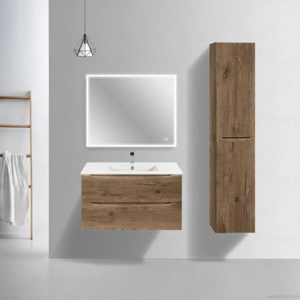 Тумба с раковиной Vincea Mia Slim 90, 2 ящика, дуб винтаж