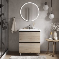 Тумба с раковиной Vigo Cross 70 напольная, 2 ящика, светлое дерево