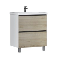 Тумба с раковиной Vigo Cross 70 напольная, 2 ящика, светлое дерево
