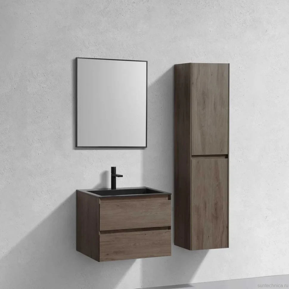 Тумба с раковиной Vincea Luka 60 2 ящика,темный дуб