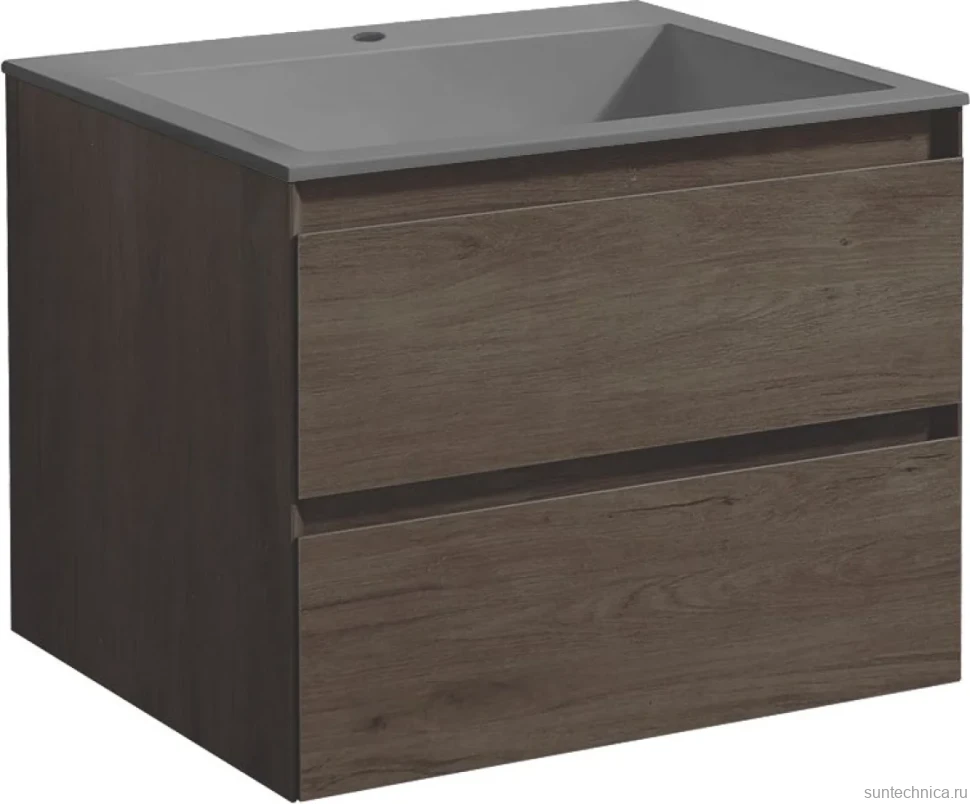 Тумба с раковиной Vincea Luka 60 2 ящика,темный дуб
