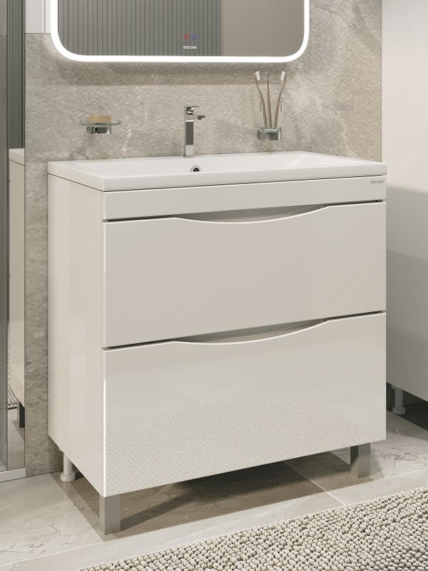 Тумба под раковину без столешницы Grossman Виста 75 напольная, белый глянец