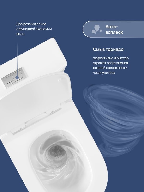 Унитаз-моноблок напольный STWORKI Олланд S01406WH с микролифтом, безободковый, белый