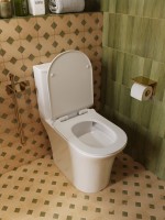 Унитаз-моноблок напольный STWORKI Олланд S01406WH с микролифтом, безободковый, белый