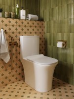 Унитаз-моноблок напольный STWORKI Олланд S01406WH с микролифтом, безободковый, белый