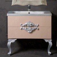 Тумба с раковиной Armadi Art NeoArt 80 капучино с ручками NeoArt серебро, с ножками