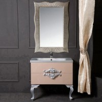 Тумба с раковиной Armadi Art NeoArt 80 капучино с ручками NeoArt серебро, с ножками