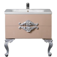 Тумба с раковиной Armadi Art NeoArt 80 капучино с ручками NeoArt серебро, с ножками