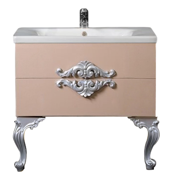 Тумба с раковиной Armadi Art NeoArt 80 капучино с ручками NeoArt серебро, с ножками