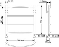 Полотенцесушитель водяной Secado Милан 1 плюс 55x55 см, бронза, лесенка, латунь