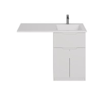 Тумба с раковиной Dreja Vega 60 напольная, под стиральную машину, белый глянец