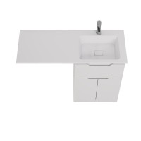 Тумба с раковиной Dreja Vega 60 напольная, под стиральную машину, белый глянец