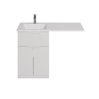 Тумба с раковиной Dreja Vega 60 напольная, под стиральную машину, белый глянец