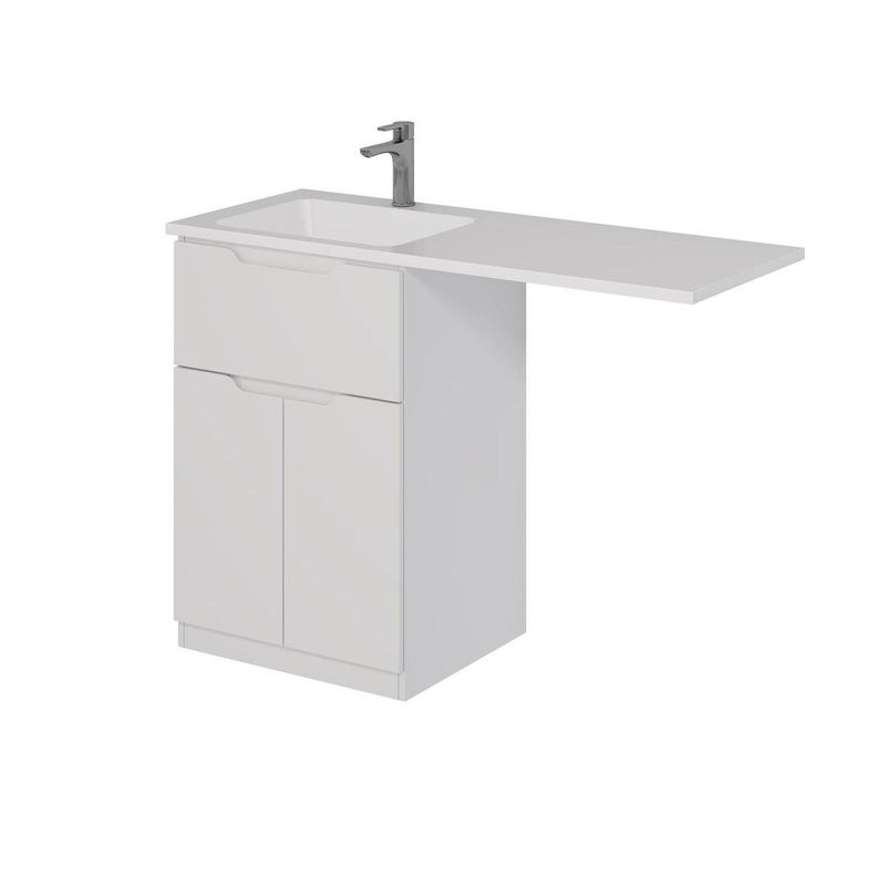 Тумба с раковиной Dreja Vega 60 напольная, под стиральную машину, белый глянец