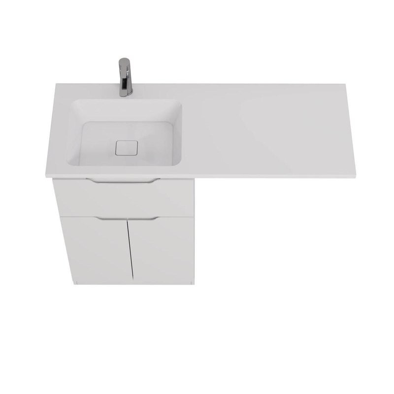 Тумба с раковиной Dreja Vega 60 напольная, под стиральную машину, белый глянец