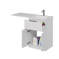 Тумба с раковиной Dreja Vega 60 напольная, под стиральную машину, белый глянец