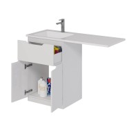 Тумба с раковиной Dreja Vega 60 напольная, под стиральную машину, белый глянец