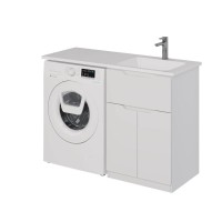 Тумба с раковиной Dreja Vega 60 напольная, под стиральную машину, белый глянец