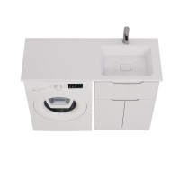Тумба с раковиной Dreja Vega 60 напольная, под стиральную машину, белый глянец