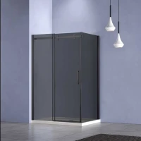 Душевой уголок Vincea Como-N VSR-4CN1014CGB 140х100, профиль матовый черный, стекло тонированное серое