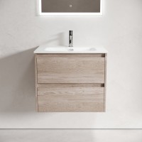 Тумба с раковиной Sancos Libra 60 дуб галифакс натуральный, белая раковина CN7001
