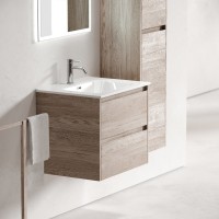Тумба с раковиной Sancos Libra 60 дуб галифакс натуральный, белая раковина CN7001
