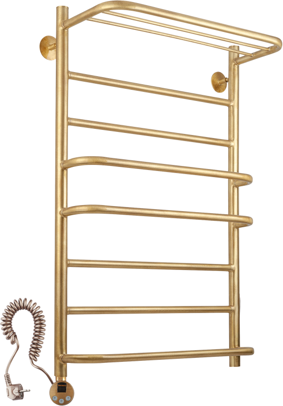 Полотенцесушитель электрический Secado Верона 2 85x55 см, подключение слева, бронза, лесенка, латунь, с полкой