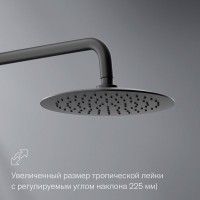 Душевая система с тропическим душем Damixa Scandinavian Pure 936510300 черный матовый, скрытого монтажа, смеситель для 3 потребителей, излив, встраиваемый душевой комплект, гарантия 10 лет, Дания