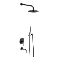 Душевая система с тропическим душем Damixa Scandinavian Pure 936510300 черный матовый, скрытого монтажа, смеситель для 3 потребителей, излив, встраиваемый душевой комплект, гарантия 10 лет, Дания