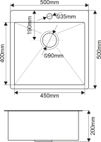 Мойка кухонная Melana R5050H сатин