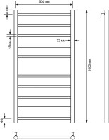 Полотенцесушитель водяной Comfysan Luce W-10 100х50 100x55 см, черный матовый, лесенка