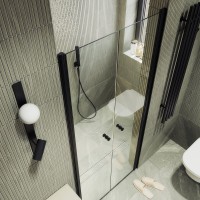 Душевая дверь в нишу Maybahglass MGD-423-6 89 см, профиль матовый черный, стекло прозрачное
