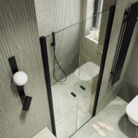 Душевая дверь в нишу Maybahglass MGD-423-6 89 см, профиль матовый черный, стекло прозрачное