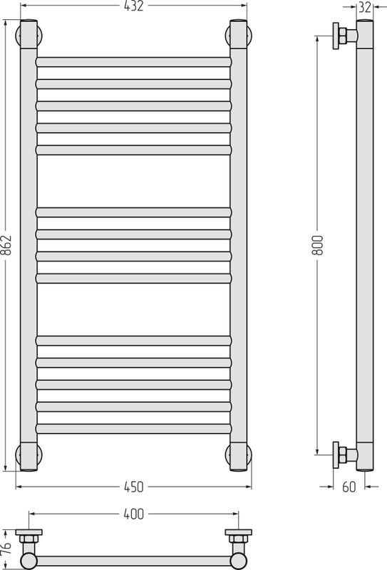 Полотенцесушитель водяной Сунержа Богема + 80x40, черный матовый