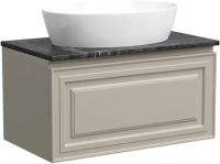 Тумба под раковину со столешницей Sancos Very 80 beige soft, столешница черный мрамор