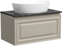 Тумба под раковину со столешницей Sancos Very 80 beige soft, столешница черный мрамор