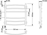 Полотенцесушитель электрический Secado Милан 3 65x55 см, подключение слева, бронза, лесенка, латунь