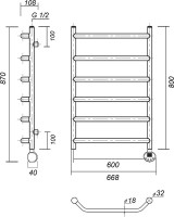 Полотенцесушитель электрический Domoterm Лаура П6 60x80, правый, золото