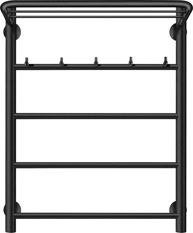 Полотенцесушитель электрический Secado Триада 1 КСП 60x50 см, подключение слева, матовый черный, лесенка, с полкой