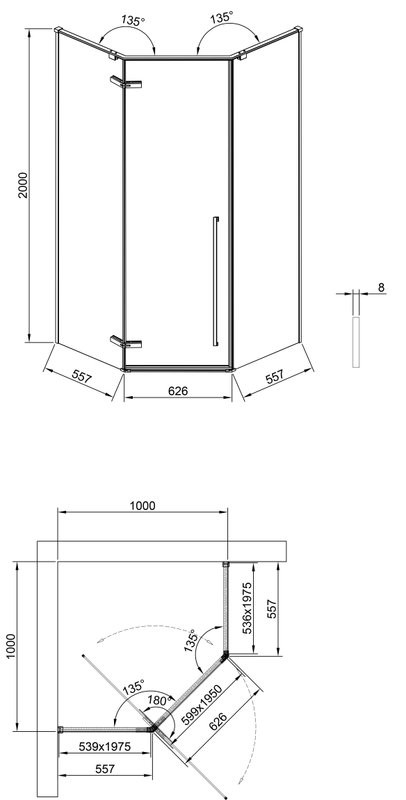 Душевой уголок Timo TTSSP-100/03C-8 100x100 см, профиль черный, стекло прозрачное